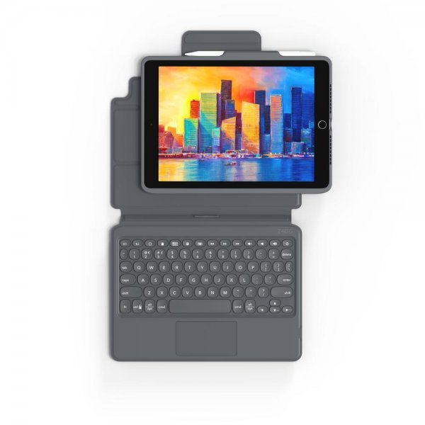 Zagg iPad 10.2 Etui med tastatur Pro Keys with Trackpad Nordic Svart Grå