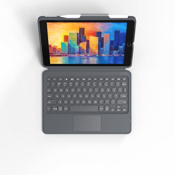 Zagg iPad 10.2 Etui med tastatur Pro Keys with Trackpad Nordic Svart Grå