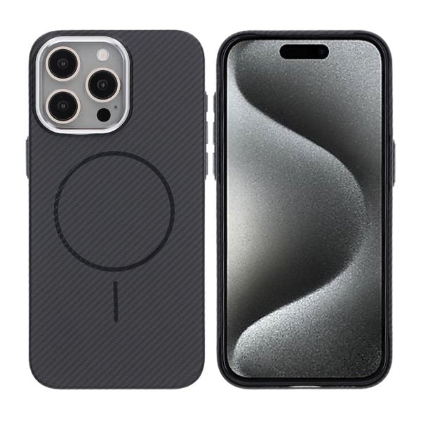 iPhone 15 Pro Max Deksel Karbonfibermønster MagSafe Svart