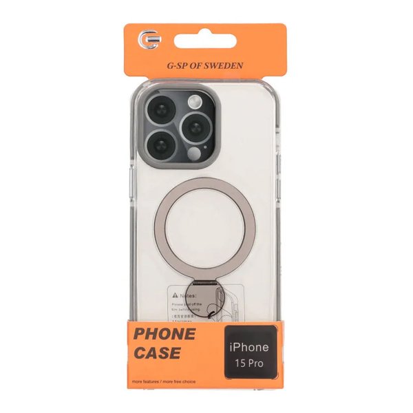 iPhone 15 Pro Deksel Ring Stand MagSafe Transparent