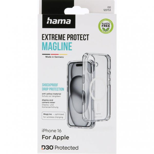 Hama iPhone 16 Deksel Extreme Protect MagLine Transparent
