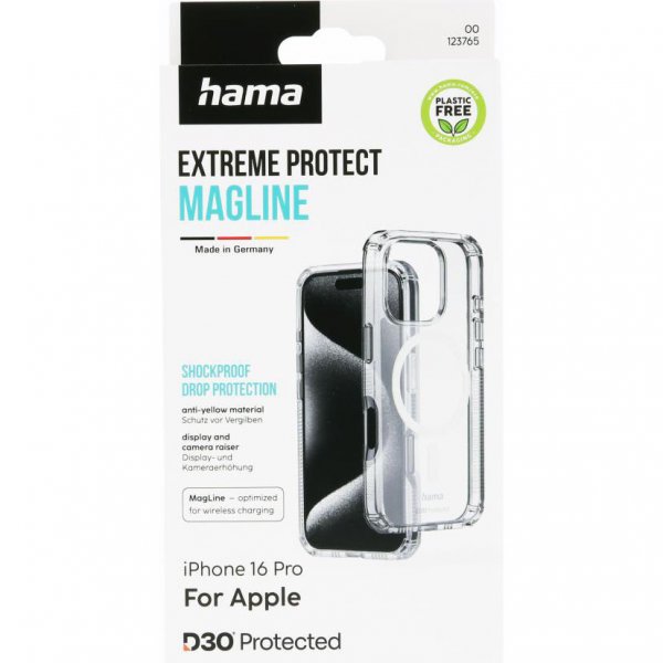 Hama iPhone 16 Pro Deksel Extreme Protect MagLine Transparent