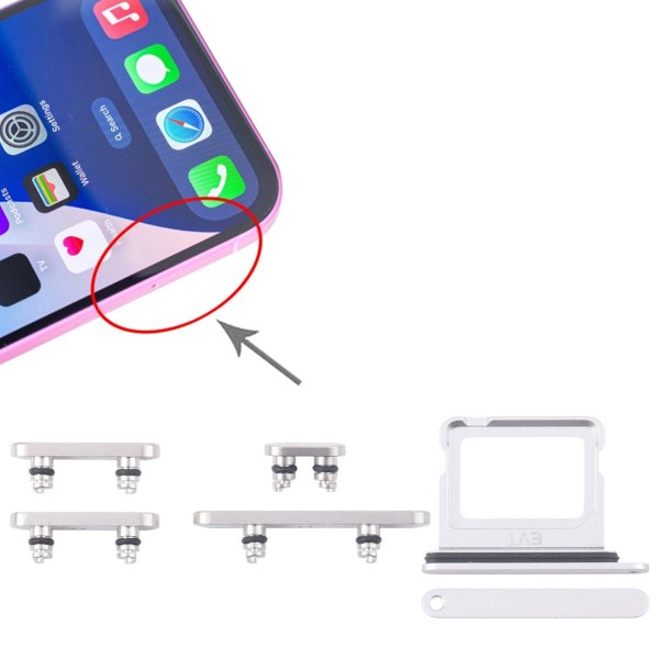 Knapper og SIM-kortholder for iPhone 16 og 16 Plus - Hvit