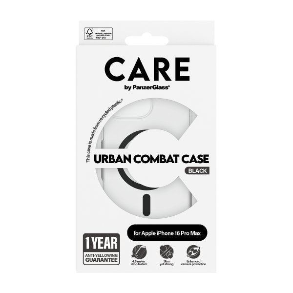CARE by PanzerGlass iPhone 16 Pro Max Deksel Urban Combat MagSafe Svart Transparent