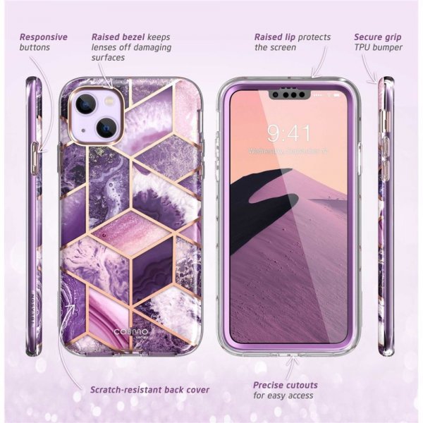 Supcase iPhone 14 Plus Deksel Cosmo Purple Marble