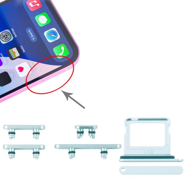 Knapper og SIM-kortholder til iPhone 16 og 16 Plus - Grønn