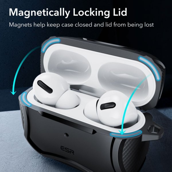 ESR AirPods Pro/AirPods Pro 2 Deksel Cyber Tough HaloLock Svart