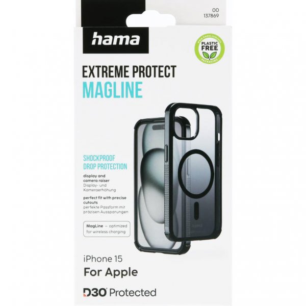 Hama iPhone 15 Deksel Extreme Protect MagLine Svart