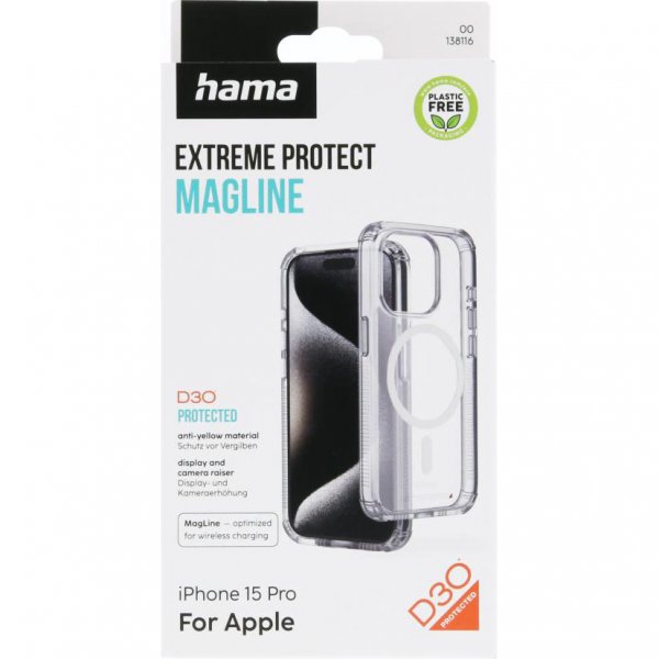 Hama iPhone 15 Pro Deksel Extreme Protect MagLine Transparent