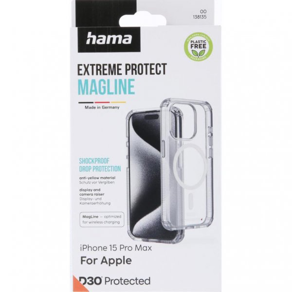 Hama iPhone 15 Pro Max Deksel Extreme Protect MagLine Transparent