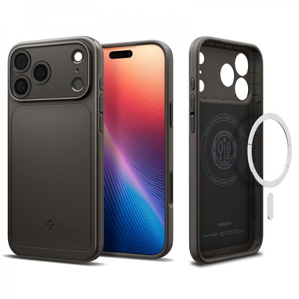 Spigen iPhone 17 Pro Deksel Thin Fit MagFit Gunmetal