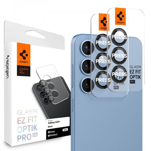 Spigen Samsung Galaxy S25 Plus Kamerabeskytter GLAS.tR EZ Fit Optik Pro 2-pakning Svart