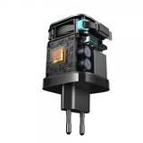 Joyroom 65W vegglader med innebygd USB-kabel og USB-A/USB-C-porter svart