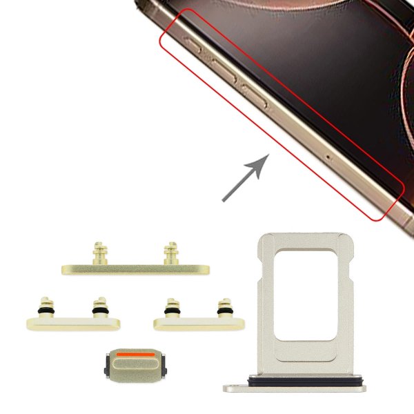 Knapper og SIM-kortholder til iPhone 15 og 15 Plus - Gul