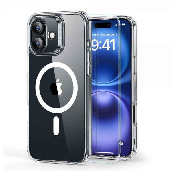 ESR iPhone 16 Deksel og Skjermbeskytter Classic Hybrid MagSafe Set Transparent