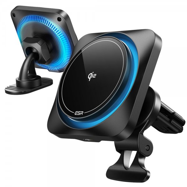 ESR Mobilholder til bil Qi2 Air Vent/Dashboard Wireless Car Charger CryBoost HaloLock Svart