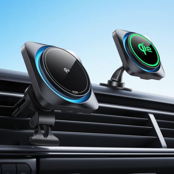 ESR Mobilholder til bil Qi2 Air Vent/Dashboard Wireless Car Charger CryBoost HaloLock Svart