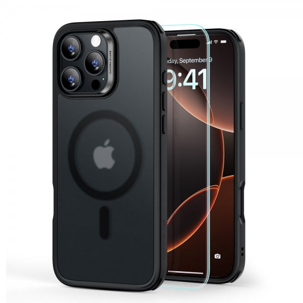 ESR iPhone 16 Pro Max Deksel og Skjermbeskytter Classic Hybrid MagSafe Set Frostet Svart