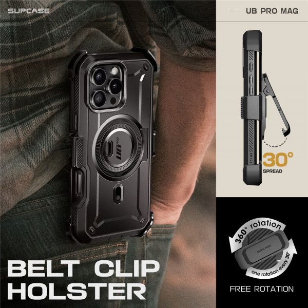 Supcase iPhone 16 Pro Max Deksel UB Pro MagSafe Svart