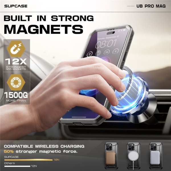 Supcase iPhone 16 Pro Max Deksel UB Pro MagSafe Svart