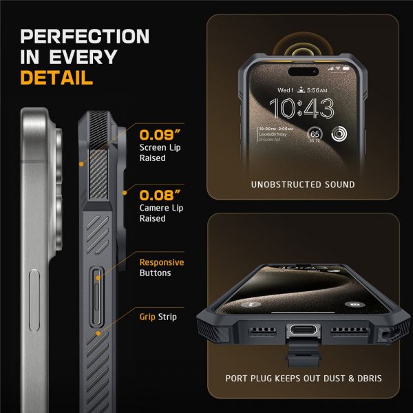 Supcase iPhone 16 Pro Deksel UB Grip MagSafe Grå