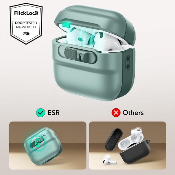 ESR AirPods 4 Deksel Pulse FlickLock HaloLock Grønn