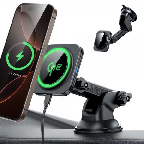 ESR Mobilholder til bil Qi2 Dashboard Wireless Car Charger HaloLock Svart