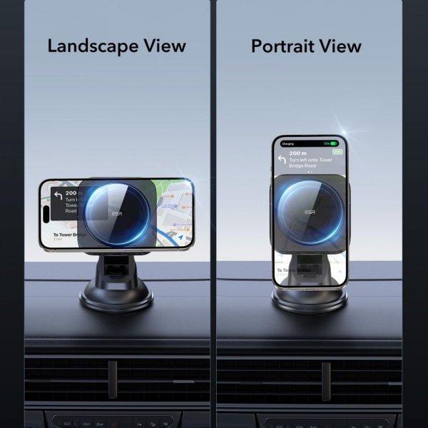 ESR Mobilholder til bil Qi2 Dashboard Wireless Car Charger HaloLock Svart