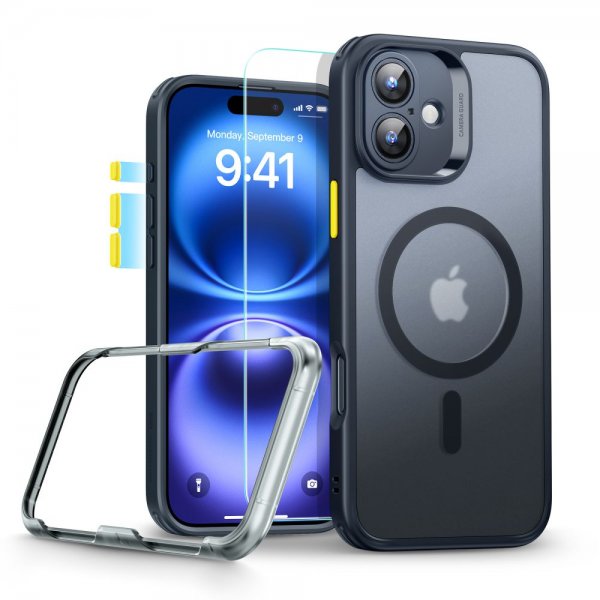 ESR iPhone 16 Deksel og Skjermbeskytter Classic Hybrid Pro Set Svart