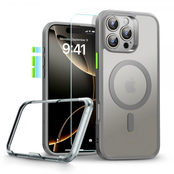 ESR iPhone 16 Pro Deksel og Skjermbeskytter Classic Hybrid Pro Set Grå
