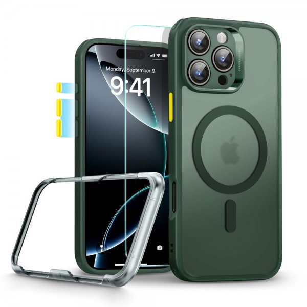 ESR iPhone 16 Pro Deksel og Skjermbeskytter Classic Hybrid Pro Set Grønn