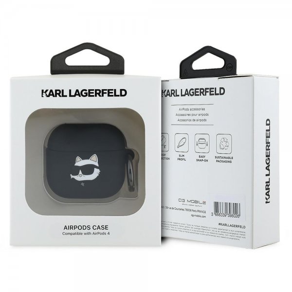 Karl Lagerfeld AirPods 4 Deksel Choupette 3D Svart