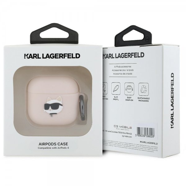 Karl Lagerfeld AirPods 4 Deksel Choupette 3D Rosa