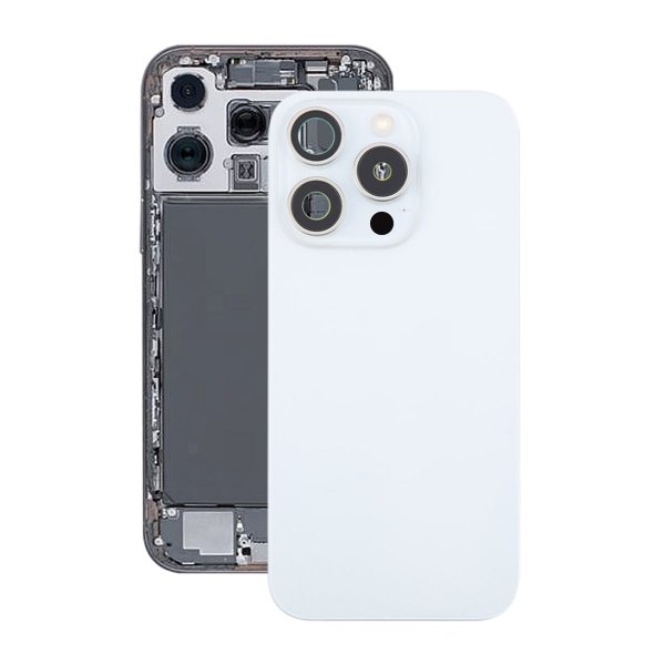 iPhone 16 Pro Max Bakside Glass Komplett OEM - Hvit Titan