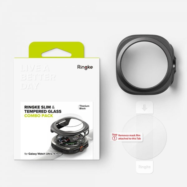 Ringke Samsung Galaxy Watch Ultra 47mm Deksel og Skjermbeskytter Slim & Glass Svart