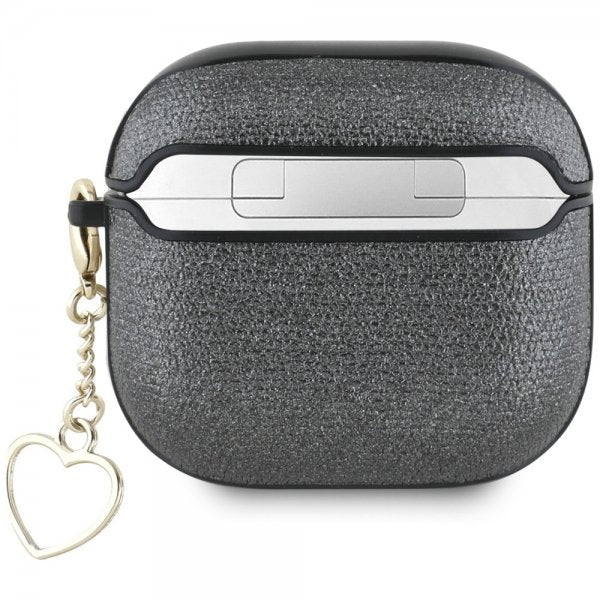 Guess AirPods 4 Deksel Metallic Script Charm Svart