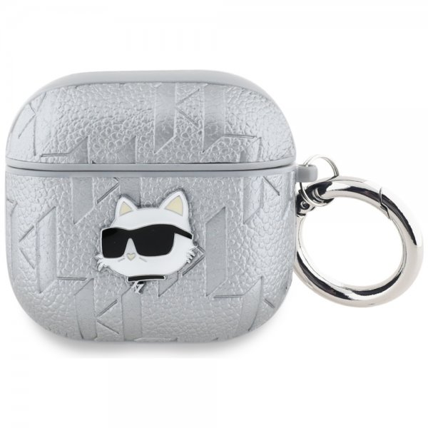 Karl Lagerfeld AirPods 4 Deksel Monogram Choupette Sølv