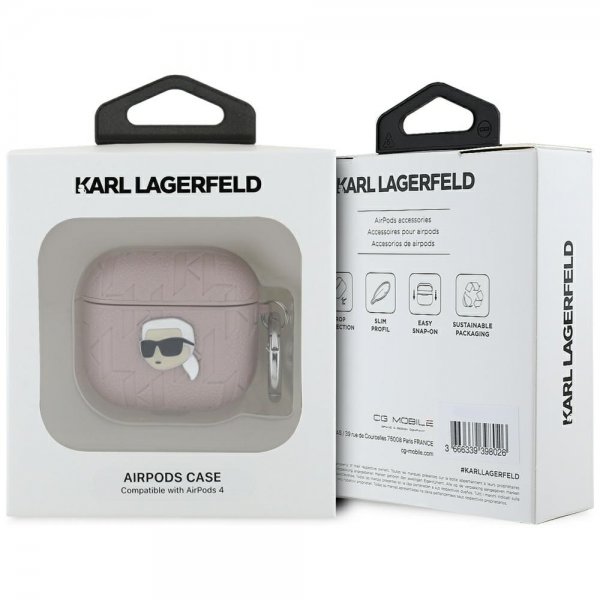 Karl Lagerfeld AirPods 4 Deksel Monogram Karl Rosa