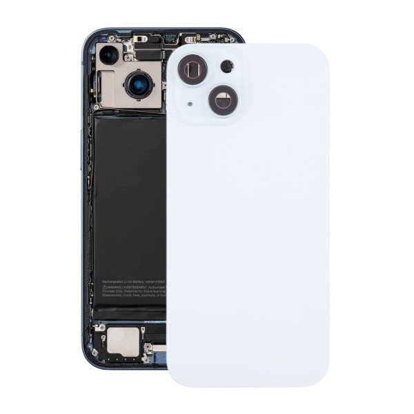 iPhone 15 Plus baksideglass med magnet og kameralinse - hvit