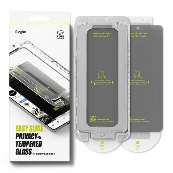 Ringke Samsung Galaxy S25 Edge Skjermbeskytter Easy Slide Privacy 2-pakning