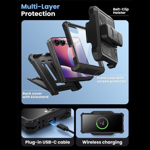 Supcase Samsung Galaxy Z Flip 7 Deksel ArmorBox Svart