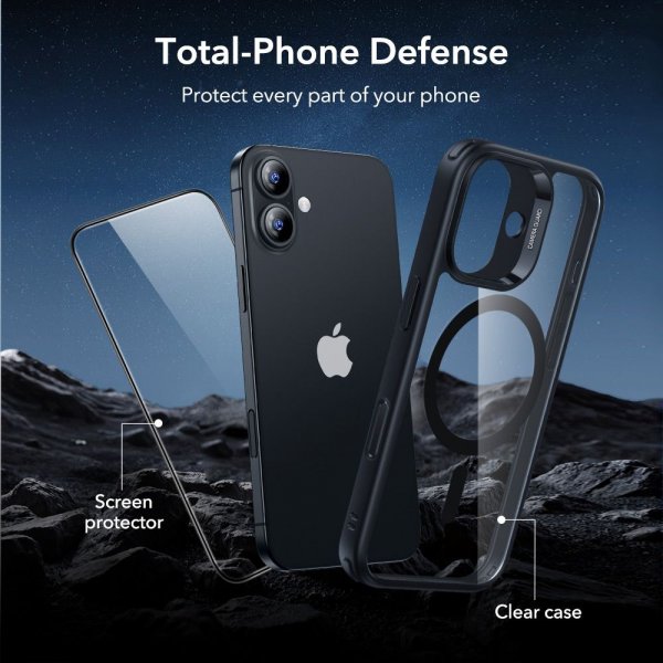 ESR iPhone 17 Deksel og Skjermbeskytter Classic Hybrid MagSafe Set Svart Transparent