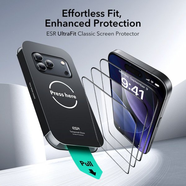 ESR iPhone 17 Pro Skjermbeskytter UltraFit 2-pakning