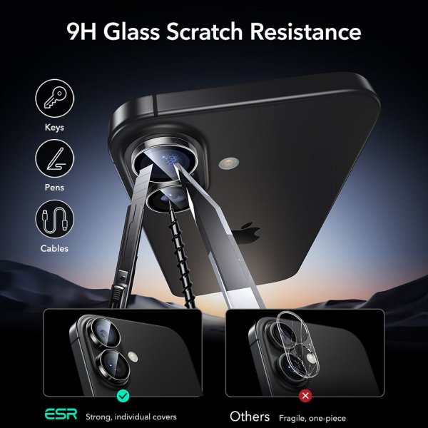 ESR iPhone 16/iPhone 16 Plus/iPhone 17 Kamerabeskytter Armorite Transparent