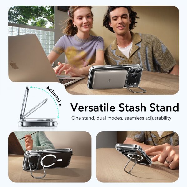ESR iPhone 17 Pro Deksel Classic Hybrid Kickstand MagSafe Transparent