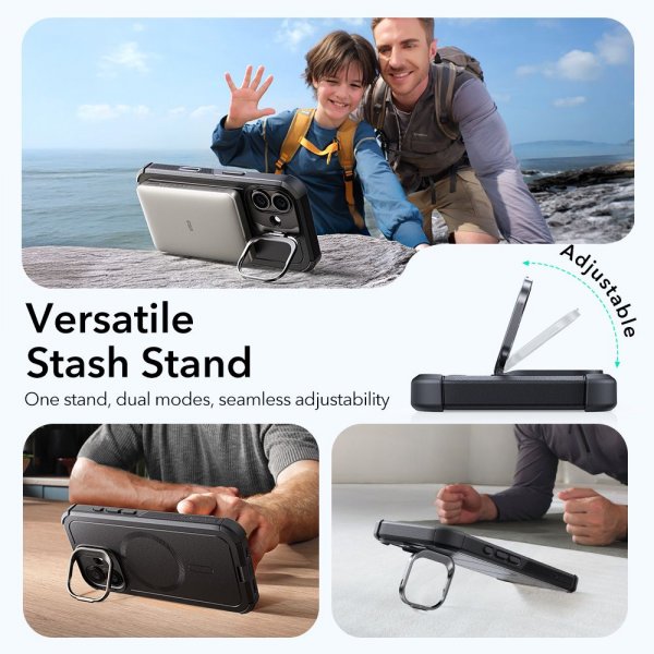 ESR iPhone 17 Deksel Cyber ​​Tough Kickstand MagSafe Svart