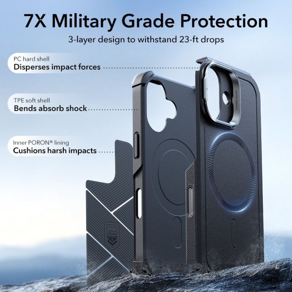 ESR iPhone 17 Deksel Cyber ​​Tough Kickstand MagSafe Svart