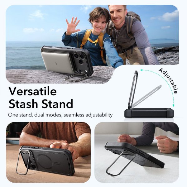 ESR iPhone 17 Pro Max Deksel Cyber ​​Tough Kickstand MagSafe Svart