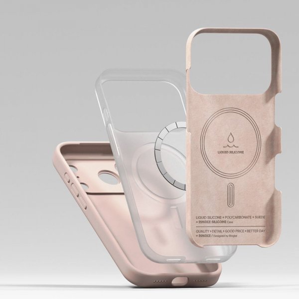 Ringke iPhone 17 Pro Max Deksel Silicone Magnetic Pink Sand