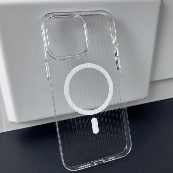 iPhone 15 Deksel Korrugerte MagSafe Transparent